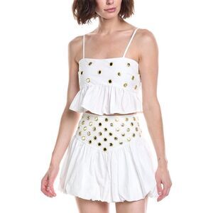 Colette Rose Womens  Embellished Top, White